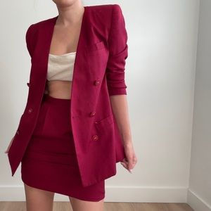 Magenta skirt suit